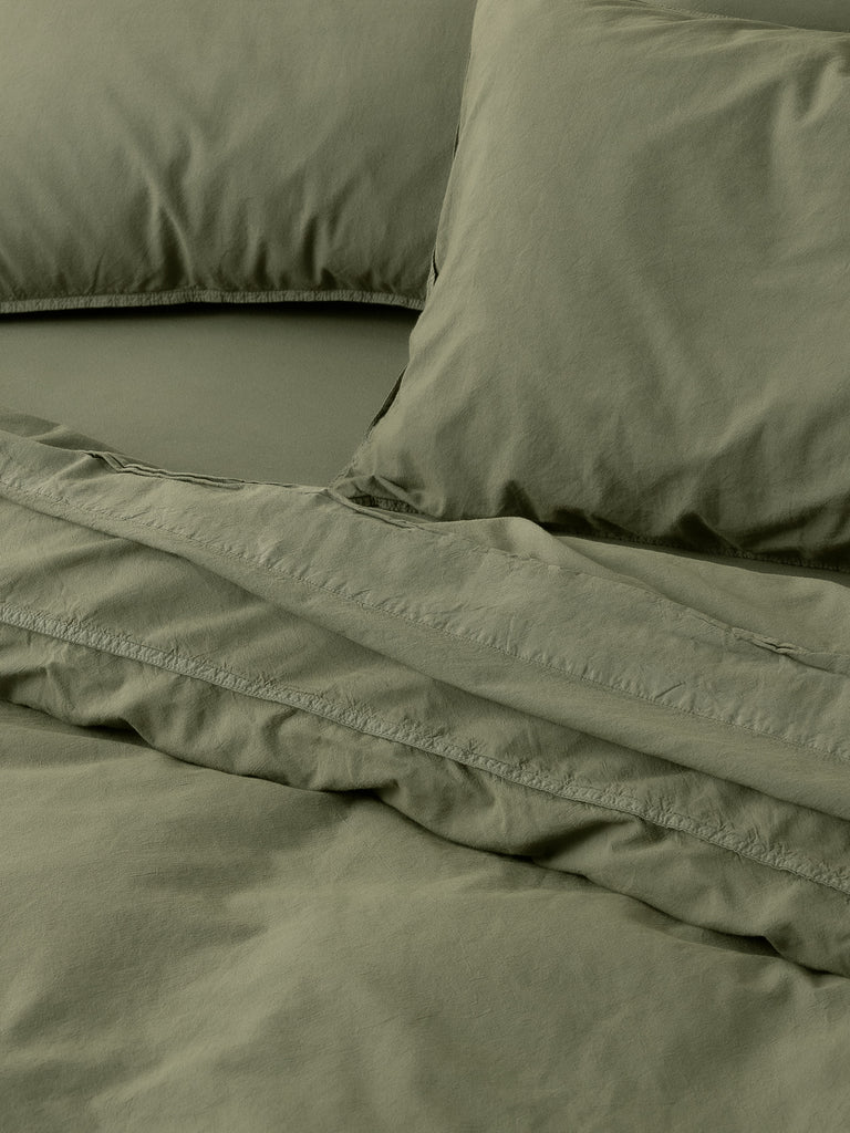 Flat-Sheet-Detail-Olive-Quilt-Cover-Set-Remy-Vintage-Washed-Cotton-KUUSI