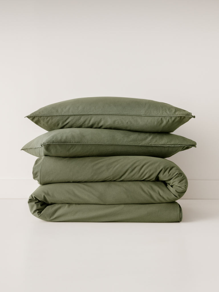 Olive-Quilt-Cover-_-2-Pillowcases-Remy-Washed-Cotton-KUUSI